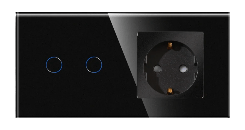 intrerupator-dublu-cap-scara-cruce-priza-cu-rama-din-sticla-luxion-serie-a-negru-min